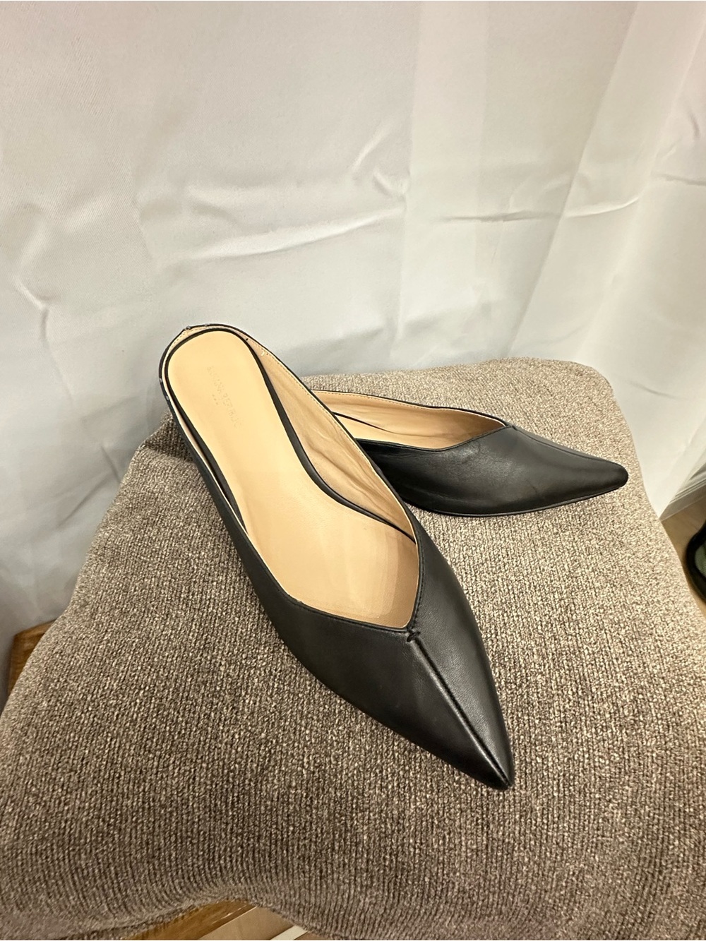 Banana Republic Black Pointed Leather Mules